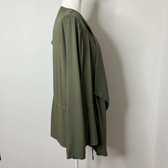 Bleuh Ciel Women's Open Front Cardigan Top M Green Shawl Neck Long Sleeve Wrap - Picture 6 of 9